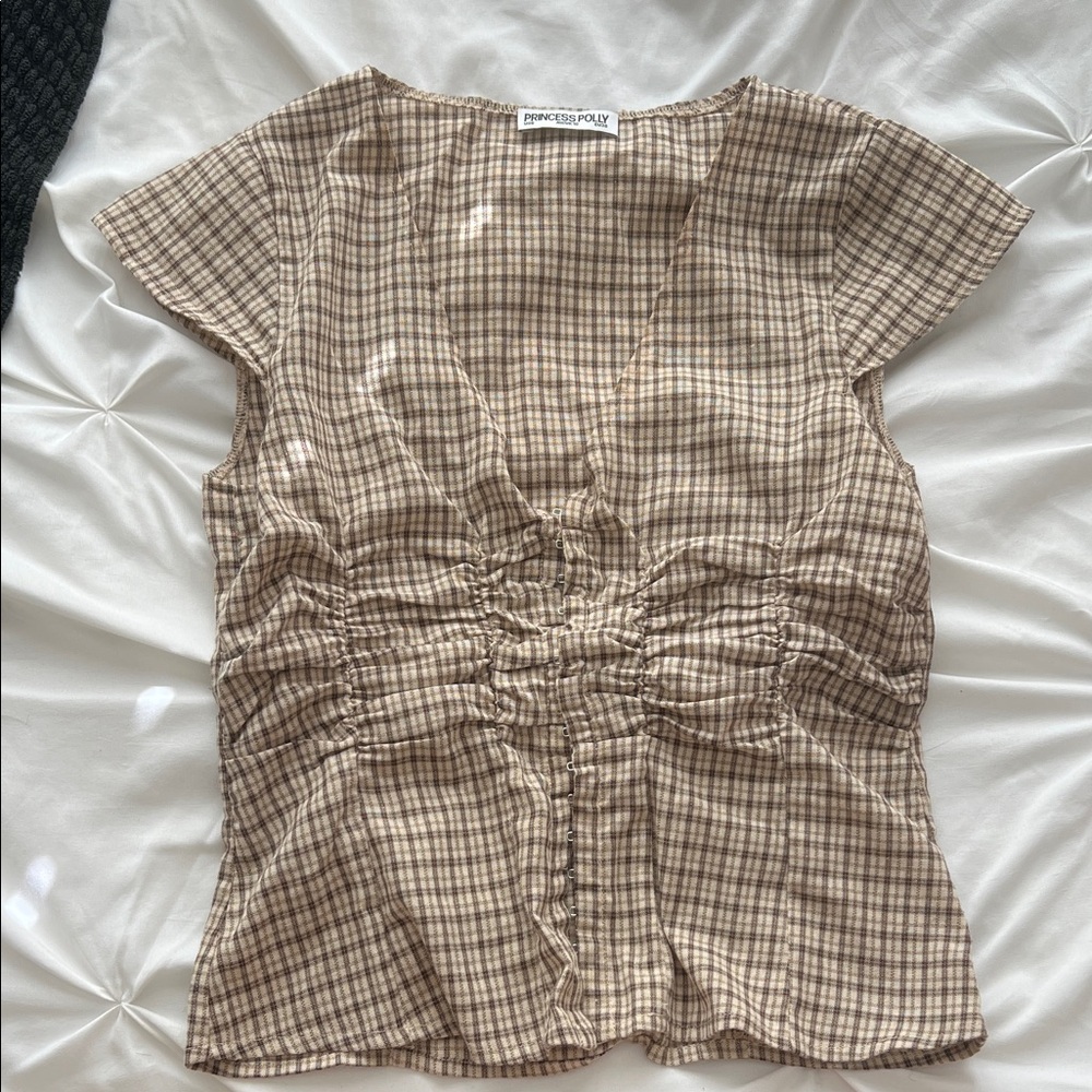 Princess Polly Brown Checkered Top